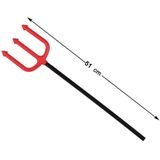 Duivel Trident/drietand vork - 51 cm - rood - plastic - Halloween verkleed accessoires