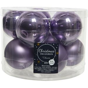 Decoris Kerstballen - 10 stuks - glas - lila paars - 6 cm