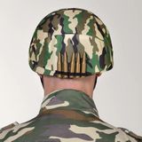 Carnaval verkleed set Leger soldaten helm - camouflage schmink stift - machinegeweer 59 cm - accessoires set militairen