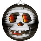 8x stuks ronde lampion 26 cm doodskop zwart - Halloween trick or treat lampionnen versiering