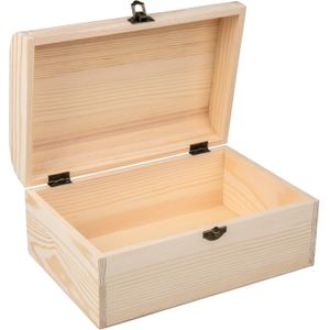 Rayher hobby Houten koffer kistje - sluiting/deksel - 24 x 16 x 11 cm - Sieraden/spulletjes - opberg box - kleine kistjes - pennendoos