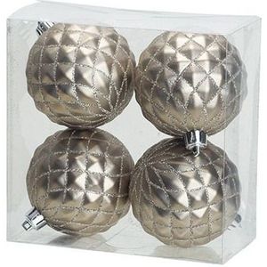 4x Luxe zilveren kunststof kerstballen 8 cm - Onbreekbare plastic kerstballen - Kerstboomversiering zilver