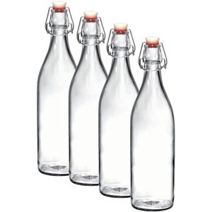 6x Beugelflessen/weckflessen transparant 1 liter rond - Weckflessen - Beugelflessen - Limonadeflessen - Waterflessen - Karaffen