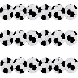 Fest Dekor voetbal slinger - 3x - zwart/wit - papier - 3 meter