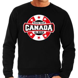 Have fear Canada is here sweater met sterren embleem in de kleuren van de Canadese vlag - zwart - heren - Canada supporter / Canadees elftal fan trui / EK / WK / kleding
