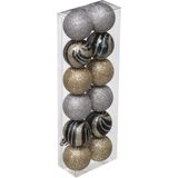 36x stuks kerstballen mix goud/zilver glans/mat/glitter kunststof diameter 4 cm - Kerstboom versiering