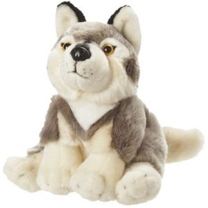 Pluche Zittende Knuffel Wolf 18 cm Grijs - Wolven Speelgoed Knuffels