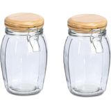 Zeller Voorraadpotten/bewaarpotten - 2x - 1.2L - glas - met beugelsluiting - D12 x H19 cm