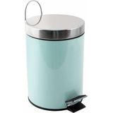 MSV Prullenbak/pedaalemmer - metaal - mintgroen - 3 liter - 17 x 25 cm - Badkamer/toilet