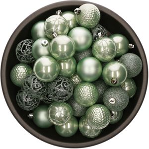 Bellatio Decorations Kerstballen - 37 stuks - mintgroen - kunststof - 6 cm