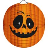 Pakket van 6x stuks ronde lampion 22 cm pompoen - Halloween trick or treat lampionnen versiering - Bollampion