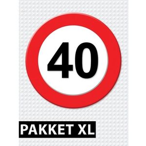 Verkeersbord 40 jaar feestartikelen pakket XL