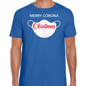 Merry corona Christmas fout Kerstshirt / Kerst t-shirt blauw voor heren - Kerstkleding / Christmas outfit