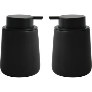 MSV Zeeppompje/dispenser Malmo - 2x - Keramiek - zwart - 8,5 x 12 cm - 300 ml