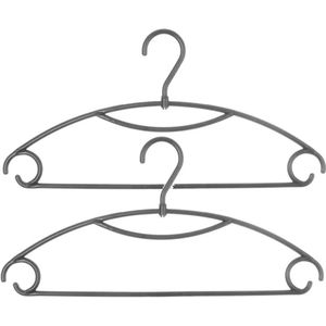 Set van 20x stuks kunststof kledinghangers grijs 41 x 20 cm - Kledingkast hangers/kleerhangers