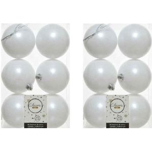 48x Winter witte kunststof kerstballen 8 cm - Mat- Onbreekbare plastic kerstballen - Kerstboomversiering winter wit