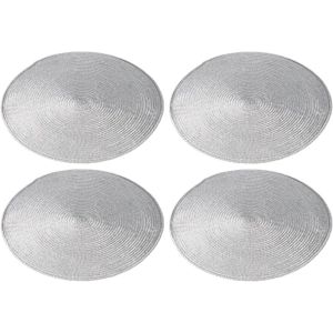 12x stuks ronde placemats zilver polypropeen 38 cm - Placemats/onderleggers - Tafeldecoratie