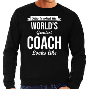 Worlds greatest coach cadeau sweater zwart voor heren - verjaardag kado trui voor een sport / mental coach