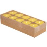 10x stuks Citronella stomp kaarsjes 7 branduren geel - Geurkaarsen citrus geur