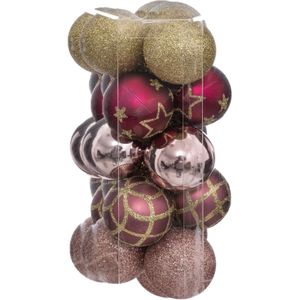 Atmosphera kerstballen 30x - champagne/roze/wit/goud -5 cm -kunststof