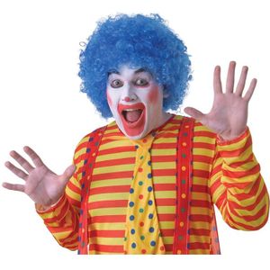 Voordelige blauwe clownspruik voor volwassenen