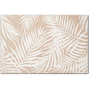 Zeller placemats palm bladeren print - 1x - linnen - 45 x 30 cm - beige/wit
