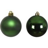 Decoris Kerstballen - 6 st - Donkergroene - kunststof mat/glans 8 cm