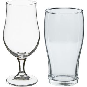 Secret de Gourmet Bierglazen set - bierglazen op voet/pint glazen - 8x stuks - glas