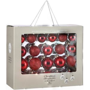 42x Glazen kerstballen rood 5-6-7 cm - Kerstboomversiering/kerstversiering kerstballen van glas