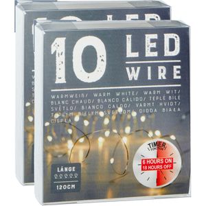 Draadverlichting/lichtsnoeren - 2 stuks - warm wit - 120 cm - timer