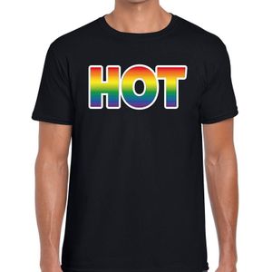 Hot gaypride t-shirt -  regenboog t-shirt zwart voor heren - Gay pride