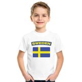 Zweden t-shirt met Zweedse vlag wit kinderen
