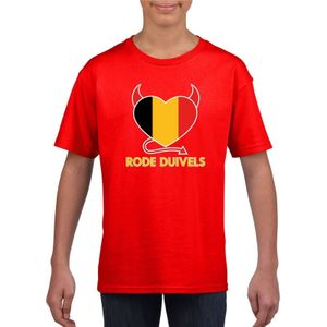 Rood Belgie duivels hart supporter shirt kinderen - Belgisch shirt jongens en meisjes