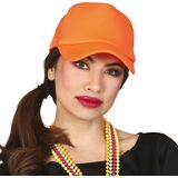 Guirca Carnaval baseballcap petje - fluor oranje - verkleed accessoires - volwassenen - Eighties/disco/foute party/Glamour