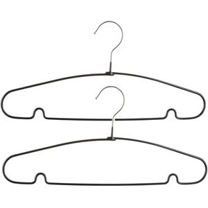 Voordeelset van 20x stuks metalen kledinghangers zwart 39 x 19 cm - Kledingkast hangers/kleerhangers