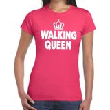 Walking Queen t-shirt roze dames - feest shirts dames - wandel/avondvierdaagse kleding