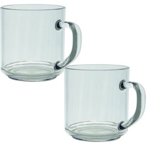 Set van 2x Stuks Onbreekbare Kunststof Camping Theeglazen 330 ml - Koffie- en Theeglazen