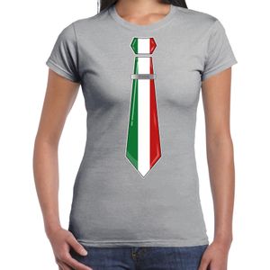 Bellatio Decorations Verkleed shirt voor dames - stropdas Italie - grijs - supporter - themafeest