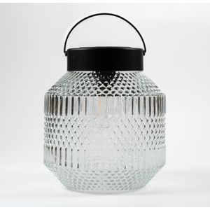 Anna Collection Tuin lantaarn Julia - Solar - zwart/transparant - D16 x H16 cm - LED buitenverlichting