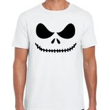 Skelet gezicht verkleed t-shirt wit voor heren - Carnaval Halloween shirt / kleding / kostuum