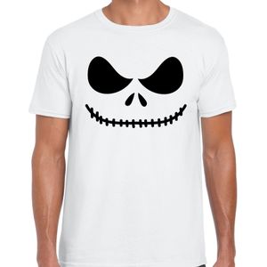 Skelet gezicht verkleed t-shirt wit voor heren - Carnaval Halloween shirt / kleding / kostuum