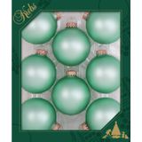 24x stuks glazen kerstballen 7 cm mermaid velvet groen mat kerstboomversiering - Kerstversiering/kerstdecoratie