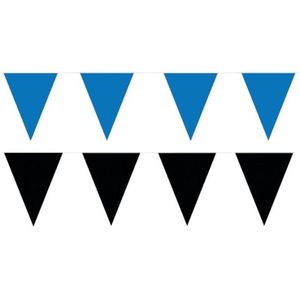Zwart/Blauwe feest punt vlaggetjes pakket - 60 meter - slingers / vlaggenlijn