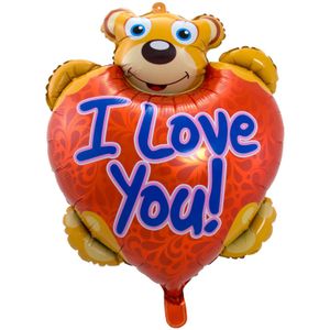 Folie cadeau sturen helium gevulde ballon teddybeer I Love You 80 cm - Folieballon versturen/verzenden