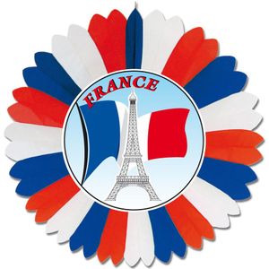 Decoratie waaier thema Frankrijk 60 cm - Franse versieringen en feestartikelen