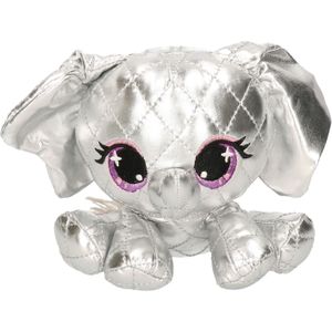 Pluche designer knuffel P-Lushes Pets olifant zilver 16 cm - Dieren speelgoed knuffels - Platinum  the elephant