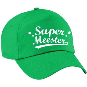Super meester cadeau pet / baseball cap groen voor heren -  kado voor meesters/leerkrachten