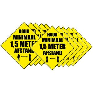 25x Waarschuwingssticker Houd 1,5 meter afstand sticker 10,5 cm - Afstand houden sticker voor bedrijven