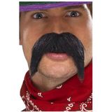 Carnaval verkleed set - Mexicaanse sombrero hoed 60 cm met plaksnor - zwart - heren