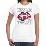 Kiss me I am English t-shirt wit dames - feest shirts dames - Engeland kleding